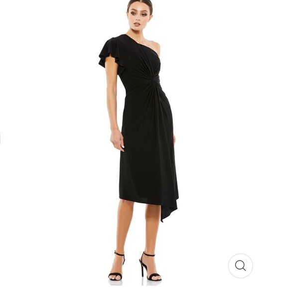 MAC DUGGAL ONE SHOULDER MIDI LENGTH JERSEY DRESS SIZE 2 NWT - Picture 1 of 6